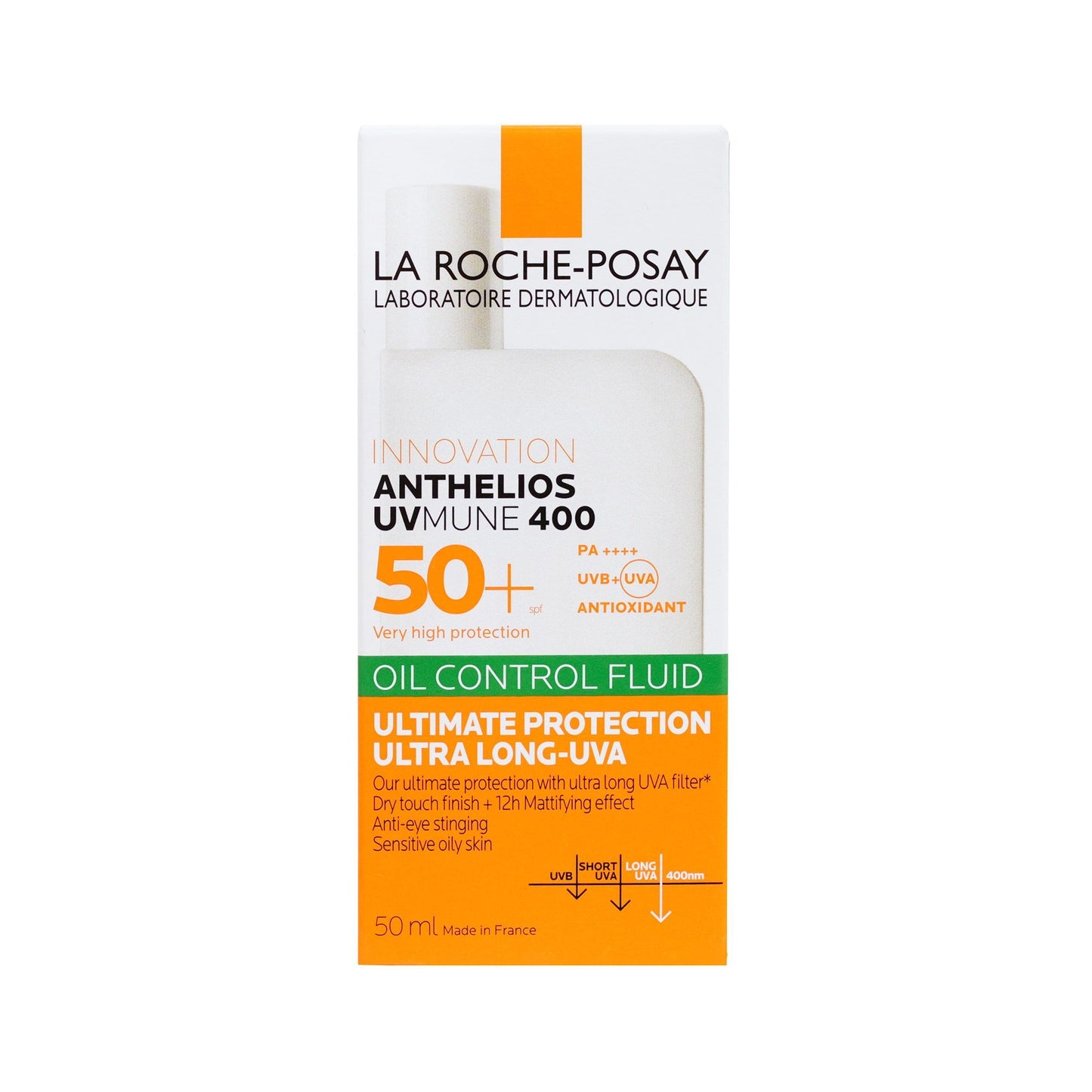 La Roche-Posay Anthelios Uvmune 400, Invisible Oil Control Facial Sunscreen for Sensitive & Oily Skin SPF50+ 50ml