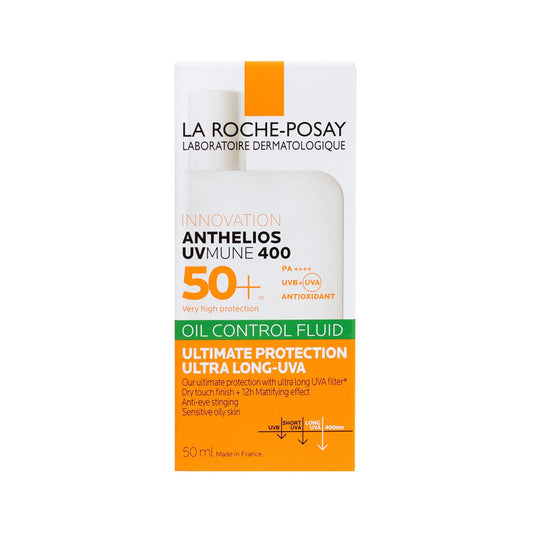 La Roche-Posay Anthelios Uvmune 400, Invisible Oil Control Facial Sunscreen for Sensitive & Oily Skin SPF50+ 50ml