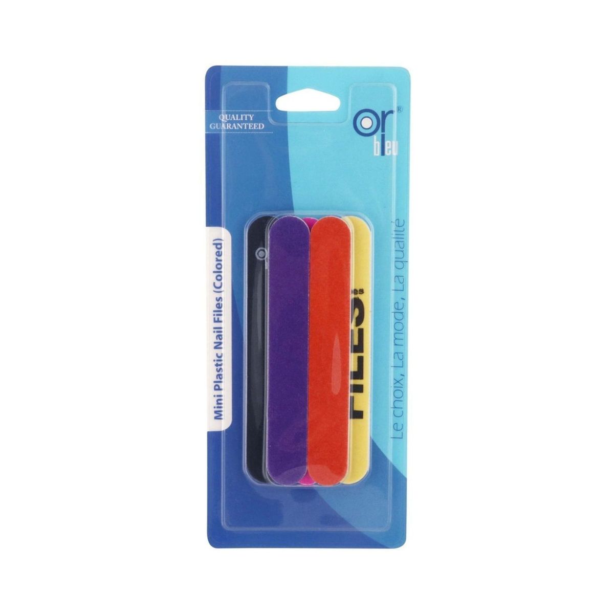 Or Bleu Mini Multicolor Plastic Nail Files, 5 Pieces