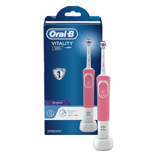 Oral-B Vitality 100 3D White Pink Rechargeable Electric Toothbrush with Timer