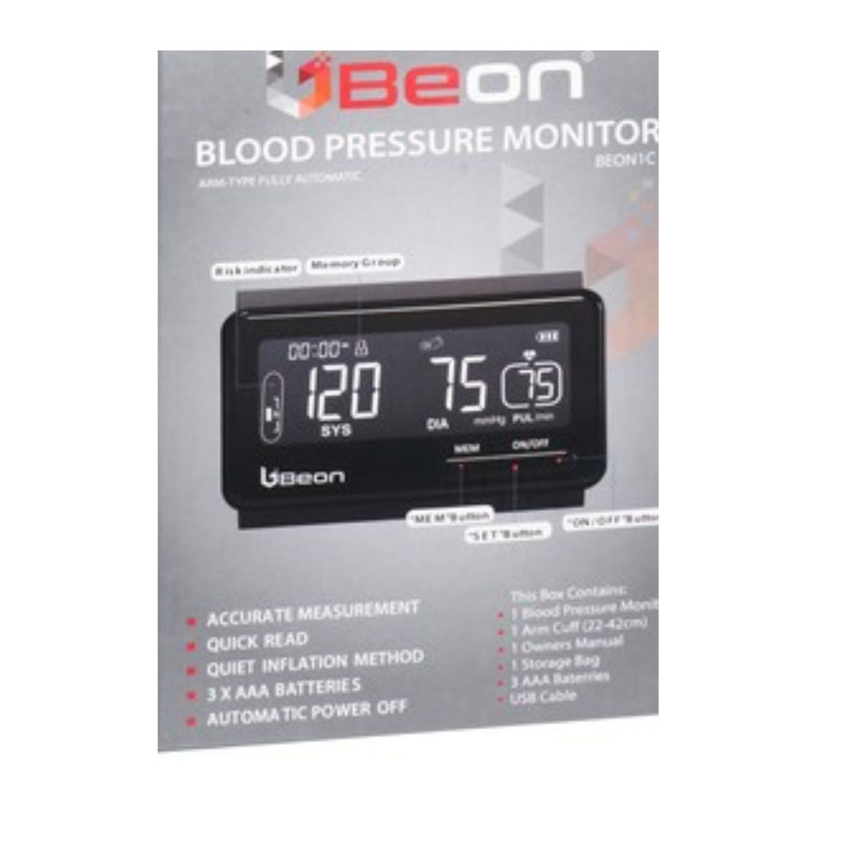 Beon Automatic Upper Arm Blood Pressure Monitor - Black, BEON1C